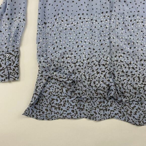 Tyler Boe 100% SILK Blue Polka Dot Button Up Shirt L/S Collared Sz S Split Hem - Picture 4 of 9